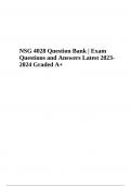 NSG 4028 Exam Questions With Answers Latest Updated 2023-2024 Graded A+ | NSG 4028 Final Exam Questions and Answers Latest Updated 2023/2024 (Verified 100%) & NSG 4028 Question Bank Exam Questions and Answers Updated 2023/2024 (VERIFIED)