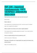 INP 100 - Inpatient Fundamentals 100%  VERIFIED ANSWERS  2023/2024