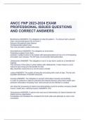 ANCC FNP 2023-2024 EXAM PROFESSIONAL ISSUES QUESTIONS AND CORRECT ANSWERS 