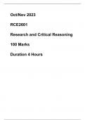 RCE2601 Exam portfolio October/ November 2023 (options A and B Completed)