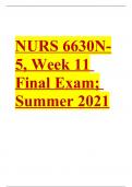 NURS 6630N-5, Week 11 Final Exam; Summer 2021