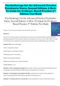 Test Bank for Psychotherapy for the Advanced Practice Psychiatric Nurse: A How-To Guide for Evidence-Based Practice 3rd Edition Wheeler ISBN: 978-0826193797 | 100% Correct Answers with Rationals