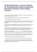 Humber Real Estate - Course 2, Module 20, Completing Real Estate Transactions Questions & Answers 100% Verified Correct!!