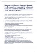 Humber Real Estate - Course 4, Module 14: Transactions Involving Development Land and Farms Questions & Answers 100% Verified Correct!!