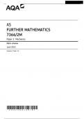 AQA AS FURTHER MATHEMATICS 7366/2M Paper 2 Mechanics Mark scheme June 2023 Version: Final 1.0