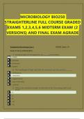 MICROBIOLOGY BIO250  STRAIGHTERLINE FULL COURSE GRADED EXAMS 1,2,3,4,5,6 MIDTERM EXAM (2  VERSIONS) AND FINAL EXAM AGRADE