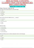BIOS 242 WEEK 2 CONCEPTS: CLASSIFICATION AND NUTRITION 2023- 2024 LATEST UPDATE