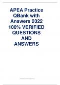 APEA Practice QBank with Answers 2022 100% VERIFIED QUESTIONS AND  ANSWERS