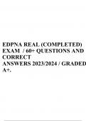 EDPNA REAL (COMPLETED) EXAM / 60+ QUESTIONS AND CORRECT ANSWERS 2023/2024 / GRADED A+.