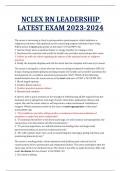 NCLEX RN LEADERSHIP LATEST EXAM