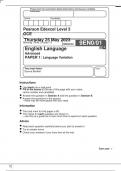 Pearson Edexcel Level 3 GCE English Language Advanced PAPER 1 Language Variation june 2023