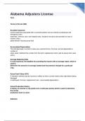 Alabama Adjusters License Exam Questions and Answers (verified answers) 361 Questions Latest 2023-2024 100% Guaranteed Pass!!