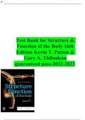 Test Bank for Structure & Function of the Body 16th Edition Kevin T. Patton & Gary A. Thibodeau