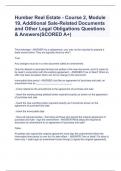 Humber Real Estate - Course 2, Module 19, Additional Sale-Related Documents and Other Legal Obligations Questions & Answers(SCORED A+)