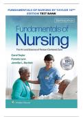 FUNDAMENTALS OF NURSING BY TAYLOR 10TH Ed TEST BANK | QUESTIONS & ANSWERS (RATED A+) | BEST 2023