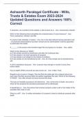 Ashworth Paralegal Certificate - Wills, Trusts & Estates Exam 2023-2024 Updated Questions and Answers 100% Correct