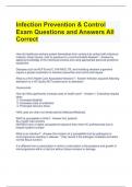 Infection Prevention & Control Exam Questions and Answers All Correct 