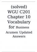  (solved 2023-2024) WGU C201 Chapter 10 Vocabulary for Business Acumen Update Answers