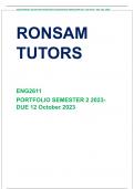 ENG2611 portfolio answers due 12 October 2023. This document contains well answered and unique answers that will help you score a very good mark, contact 067 118 9059 for further assistance.