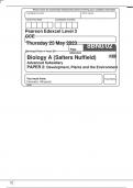 Pearson Edexcel  Biology A  Advanced Subsidiary PAPER 2: Development, Plants and the Environment june 2023