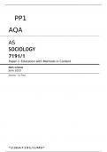 AQA AS LEVEL  SOCIOLOGY 7191/1 Paper 1 JUNE 2023 FINAL MARK SCHEME  Education with Methods in Context