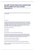 NC EMT STATE PRACTICE QUESTIONS WITH COMPLETE SOLUTIONS GRADED A+