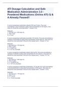 ATI Dosage Calculation and Safe Medication Administration 3.0 - Powdered Medications (Online ATI) Q & A Already Passed!!