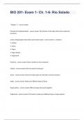 BIO 201- Exam 1- Ch. 1-6- Rio Salado questions and complete correct answers 2023