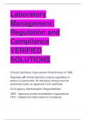 Laboratory  Management:  Regulation and  Compliance VERIFIED  SOLUTIONS