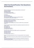 CNA Final Exam/Practice Test Questions And Answers.