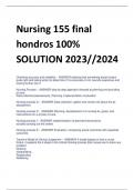 Nursing 155 final hondros 100%  SOLUTION 2023//2024 