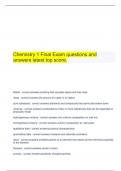  Chemistry 1 Final Exam questions and answers latest top score.