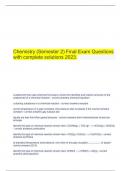  Chemistry (Semester 2) Final Exam Questions with complete solutions 2023.