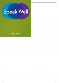 Speak Well 1st Edition by Liz O'Brien  - Test Bank