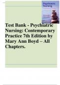 Test Bank - Psychiatric Nursing: Contemporary Practice, 7th Edition (Ann Boyd, 2022), Chapter 1-43 | All Chapters