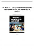 Test Bank for Leading and Managing in Nursing 7th Edition by Yoder WisTEST BANK FOR LEADERSHIP ROLES AND MANAGEMENT FUNCTIONS IN NURSING 9TH EDITION BY MARQUISe (Chapters 1-30) Complete  &