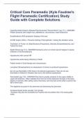 Critical Care Paramedic (Kyle Faudree's Flight Paramedic Certification) Study Guide with Complete Solutions 