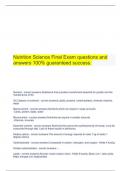  Nutrition Science Final Exam questions and answers 100% guaranteed success.