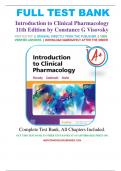 Test Bank for Introduction to Clinical Pharmacology 11th Edition by Constance G Visovsky, All Chapters Covered, A+ guide.