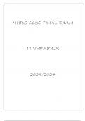 NURS 6630 FINAL EXAM 11 VERSIONS 20232024