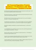 UK Financial Regulation Practice Questions | 175 Questions with 100% Correct Answers | Updated & Verified | 32 Pages