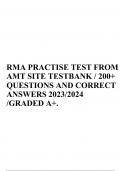 RMA PRACTISE TEST FROM AMT SITE TESTBANK / 200+ QUESTIONS AND CORRECT ANSWERS 2023/2024