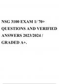 NSG 3100 EXAM 1/ 70+ QUESTIONS AND VERIFIED ANSWERS 2023/2024