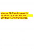 Infantry ALC Marksmanship EXAM 45 QUESTIONS AND CORRECT ANSWERS 2023.