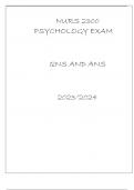 NURS 2300 PSYCHOLOGY EXAM QNS AND ANS 20232024.