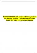 RN HESI EXIT EXAM Version 1 All 160 Questions and Answers Included |Guaranteed Pass A+ (All Brand New Q&A Pics Included)| 50 pages