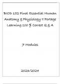 BIOD 152 FINAL ESSENTIAL HUMAN ANATOMY AND PHYSIOLOGY PORTA GE LEARNING  EXAMS