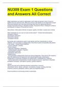 Bundle For NU309 Exam 1 Questions and Answers All Correct