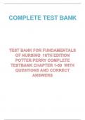 Fundamentals of Nursing 10th Edition Potter Perry Test Bank