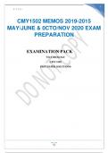 CMY1502 MEMOS 2019-2015 MAY/JUNE & 0CTO/NOV 2020 EXAM PREPARATION